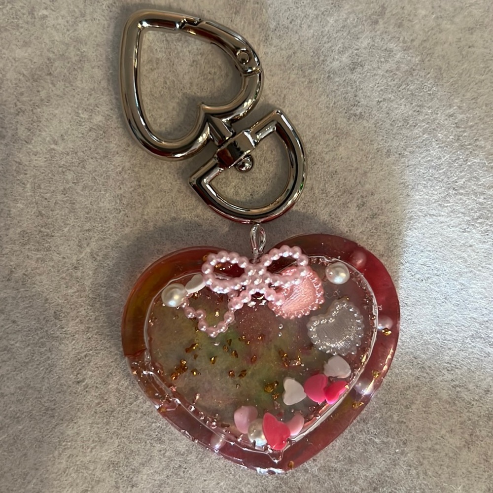 Pink heart shaker keychains
